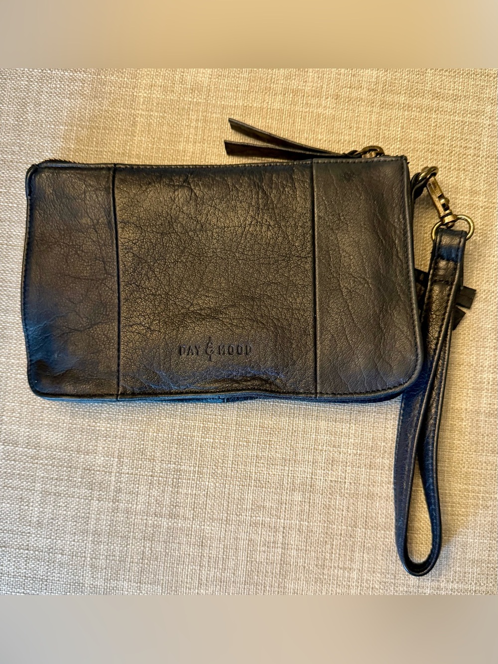 Day & Mood Black Leather Wristlet Clutch